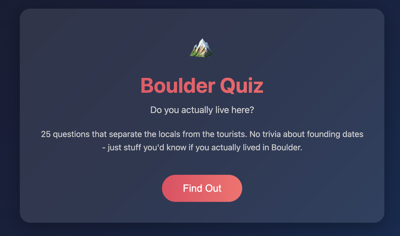 Screenshot of Boulder Quiz