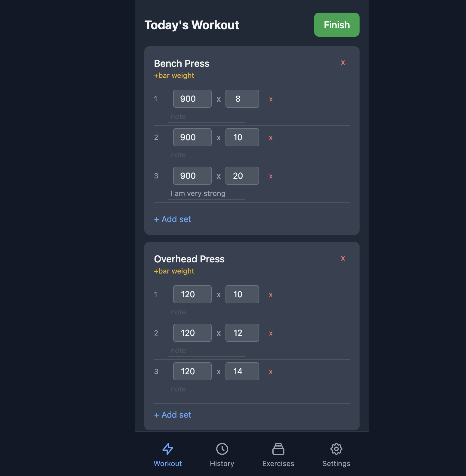 Screenshot of Workout Tracker